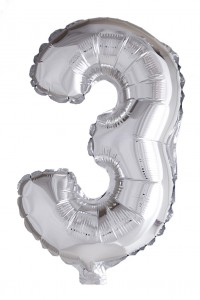 Ballons - Aluminium Argent - Chiffre 3
